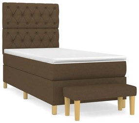 vidaXL Κρεβάτι Boxspring με Στρώμα Σκούρο Καφέ 80x200 εκ. Υφασμάτινο