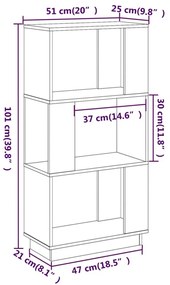 Βιβλιοθήκη/Διαχωριστικό Χώρου Μελί 51x25x101 εκ. Μασίφ Πεύκο - Καφέ