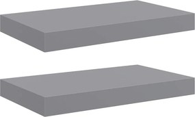 vidaXL Ράφια Τοίχου 2 τεμ. Γκρι 40x23,5x3,8 εκ. MDF