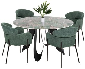 ΣΕΤ ΤΡΑΠΕΖΑΡΙΑΣ 5ΤΜΧ ZOD  ΣΤΡΟΓΓΥΛΟ ΤΡΑΠΕΖΙ ΜΕ ΚΕΡΑΜΙΚΟ TOP-4 ΠΟΛΥΘΡΟΝΕΣ ΠΕΤΡΟΛ