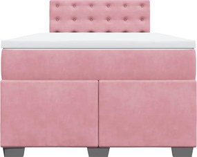 vidaXL Κρεβάτι Boxspring με Στρώμα Ροζ 120x200 εκ. Βελούδινο