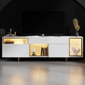 Έπιπλο Τηλεόρασης Λευκό / Χρυσό IFLONO 180x32x55