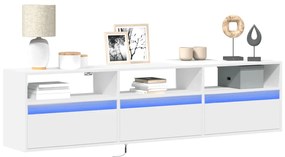 vidaXL Έπιπλο Τοίχου Τηλεόρασης με LED Λευκό 180x31x45 εκ.