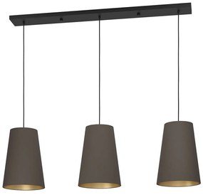 Φωτιστικό Οροφής - Ράγα Petrosa 390196 129x28x150cm 3xE27 40W Cappuccino-Brass Eglo Steel,Fabric