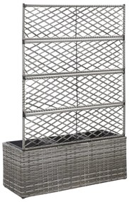 vidaXL Ζαρντινιέρα Υπερυψωμένη+Καφασωτό Γκρι 83x30x130 εκ. Συνθ. Ρατάν