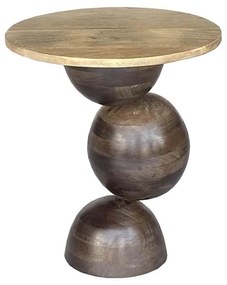 Side table Sedra Inart solid mango wood in brown color D38x44cm 38x38x44 εκ.