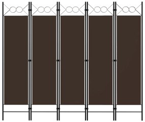 vidaXL Διαχωριστικό Δωματίου με 5 Πάνελ Καφέ 200 x 180 εκ.