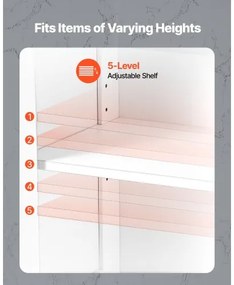 VEVOR Wooden Bathroom Floor Cabinet Storage 3-Tier with Adjustable Shelf White