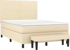 vidaXL Κρεβάτι Boxspring με Στρώμα Κρεμ 140x190 εκ. Υφασμάτινο