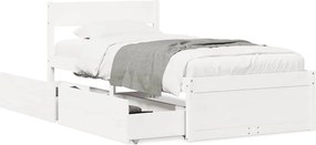 vidaXL Σκελετός Κρεβ. Χωρίς Στρώμα Λευκό 75x190 εκ Μασίφ Πεύκο