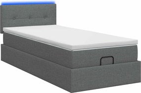 vidaXL Κρεβάτι Ottoman με Στρώμα και LED Σκούρο Γκρι 80 x 200 cm