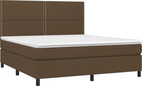 vidaXL Κρεβάτι Boxspring με Στρώμα Σκούρο Καφέ 180x200 εκ Υφασμάτινο