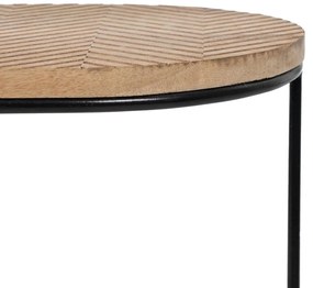 Βοηθητικό Τραπέζι 60 x 39,5 x 60 cm Φυσικό Μαύρο Μέταλλο Ξύλο (x2)