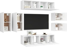 vidaXL Έπιπλα Τηλεόρασης Σετ 8 Τεμαχίων Λευκό από Επεξ. Ξύλο