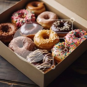 Σετ των 2 Intra Συλλεκτικό Ξύλινο Παζλ Plywood 4mm - Ποικιλία από ντόνατς σε κουτί Σε Ξύλινο Κουτί - Διαστάσεις: 10x10 cm – 25 κομμάτια