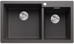 Blanco Pleon 9 Α Rock Grey SILGRANIT™ PuraDur™ Γρανιτένιος Νεροχύτης Ένθετος με 2 Γούρνες 86x50cm