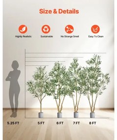 VEVOR 180cm Artificial Olive Tree Tall Fake Plant with Pot for Home Office