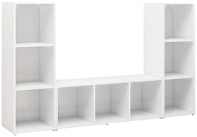vidaXL Έπιπλα Τηλεόρασης 3 τεμ. Λευκά 107 x 35 x 37 εκ. Μοριοσανίδα