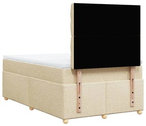 vidaXL Κρεβάτι Boxspring με Στρώμα Κρεμ 120x200 εκ. Υφασμάτινο