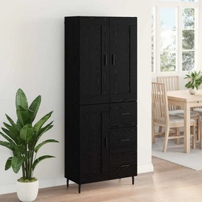 vidaXL Highboard με συρτάρι 2 pcs Μαύρη Οξυά Επεξεργασμένο ξύλο
