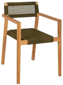 ARMCHAIR CHARLOTTE  TEAK WOOD IN NATURAL &amp; GREEN ROPE 59x54x83Hcm.