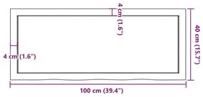 Επιφάνεια Τραπεζιού Σκούρο Καφέ 100x40x(2-6)εκ Επεξ. Μασίφ Δρυς - Καφέ