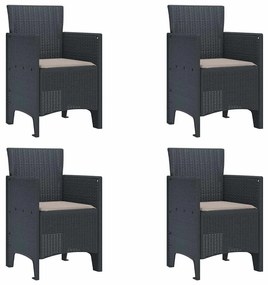 vidaXL Σέτ φαγητού για κήπο 5 pcs Ανθρακί Rattan Polt