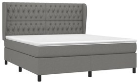 vidaXL Κρεβάτι Boxspring με Στρώμα Σκούρο Γκρι 180x200 εκ Υφασμάτιν