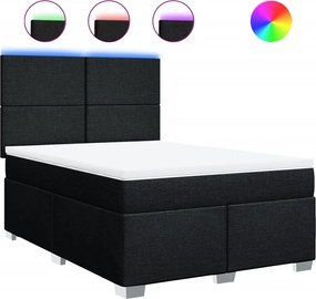 vidaXL Κρεβάτι Boxspring με Στρώμα Μαύρο 160x200 εκ. Υφασμάτινο