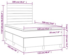 Κρεβάτι Boxspring με Στρώμα Ροζ 120x190 εκ. Βελούδινο - Ροζ