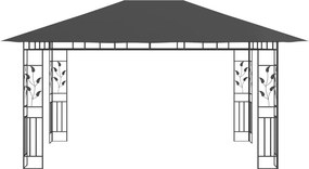 vidaXL Κιόσκι με Σήτα και Φωτάκια LED Ανθρακί 4 x 3 x 2,73 μ.