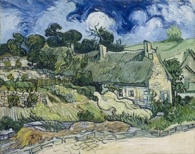 Αναπαραγωγή Thatched cottages at Cordeville, Auvers-sur-Oise, Vincent van Gogh