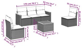 vidaXL Σετ Καναπέ Κήπου 6 τεμ. Μπεζ Συνθετικό Ρατάν με Μαξιλάρια