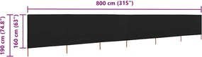 vidaXL Προστατευτικό Αέρα με 6 Πάνελ Μαύρο 800 x 160 εκ. Υφασμάτινο
