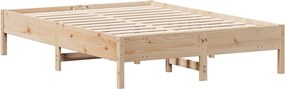 vidaXL Bed Frame Φυσικό 120 x 190 cm Solid pine wood, Plywood