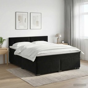 vidaXL Κρεβάτι box spring με στρώμα Μαύρο 140 x 200 cm Βελούδο