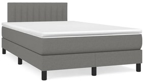 vidaXL Κρεβάτι Boxspring με Στρώμα Σκούρο Γκρι 120x200 εκ. Υφασμάτινο
