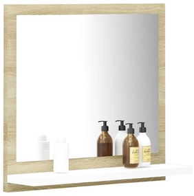vidaXL Καθρέφτης Μπάνιου Λευκό/Sonoma Δρυς 40x10,5x37 εκ. Μοριοσανίδα