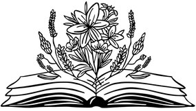 Διακοσμητικό Τοίχου Book And Flower 891TNL2253 70x35cm Black Wallity Μέταλλο