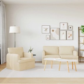 vidaXL Καναπές 140cm 2 pcs Κρεμ Μέταλλο