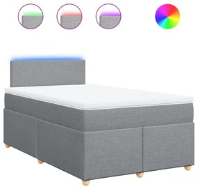 vidaXL Κρεβάτι Boxspring με Στρώμα Ανοιχτό Γκρι 120x200 εκ. Υφασμάτινο