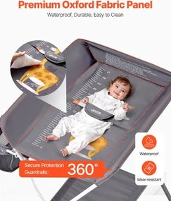 VEVOR Foldable Baby Changing Diaper Station with Side Basket &amp; Wheels Dark Gray