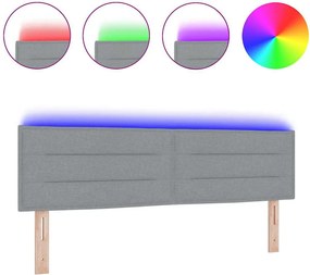 vidaXL LED κεφαλάρι με LED ταινίες φωτός Ανοιχτό γκρι 160 cm ύφασμα