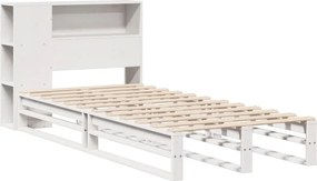 vidaXL Κρεβάτι Βιβλιοθήκη Χωρίς Στρώμα Λευκό 75x190 εκ Μασίφ Πεύκο