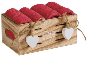 Πετσέτες Σε Καλαθάκι Soft 4009 (Σετ 4τμχ) Red Das Home Towels Set 30x30cm 100% Βαμβάκι