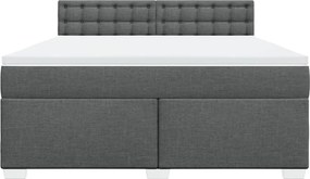 vidaXL Κρεβάτι Boxspring με Στρώμα Σκούρο Γκρι 180x200 εκ Υφασμάτιν
