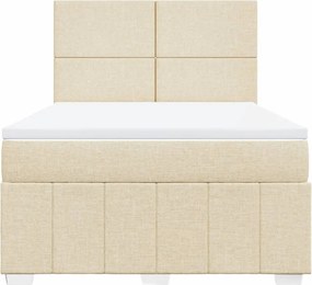 vidaXL Κρεβάτι Boxspring με Στρώμα Κρεμ 140x200 εκ. Υφασμάτινο