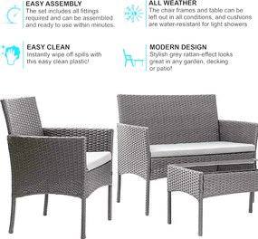 Σαλόνι κήπου Calma σετ 4τμχ rattan γκρι-ύφασμα μπεζ