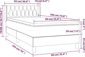 vidaXL Κρεβάτι Boxspring με Στρώμα Taupe 90x190 εκ.Υφασμάτινο