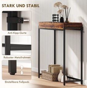 Τραπέζι εισόδου, στενό τραπέζι κονσόλας, μέταλλο, μοριοσανίδα, ρουστίκ καφέ